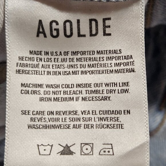 Agolde Riley High Rise Straight Crop Jeans Womens 23 Light Wash Distressed 100% - Picture 5 of 16